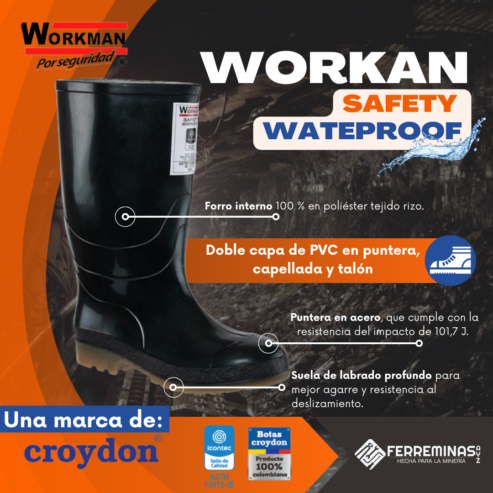 Bota Workman Safety Waterproof Negra